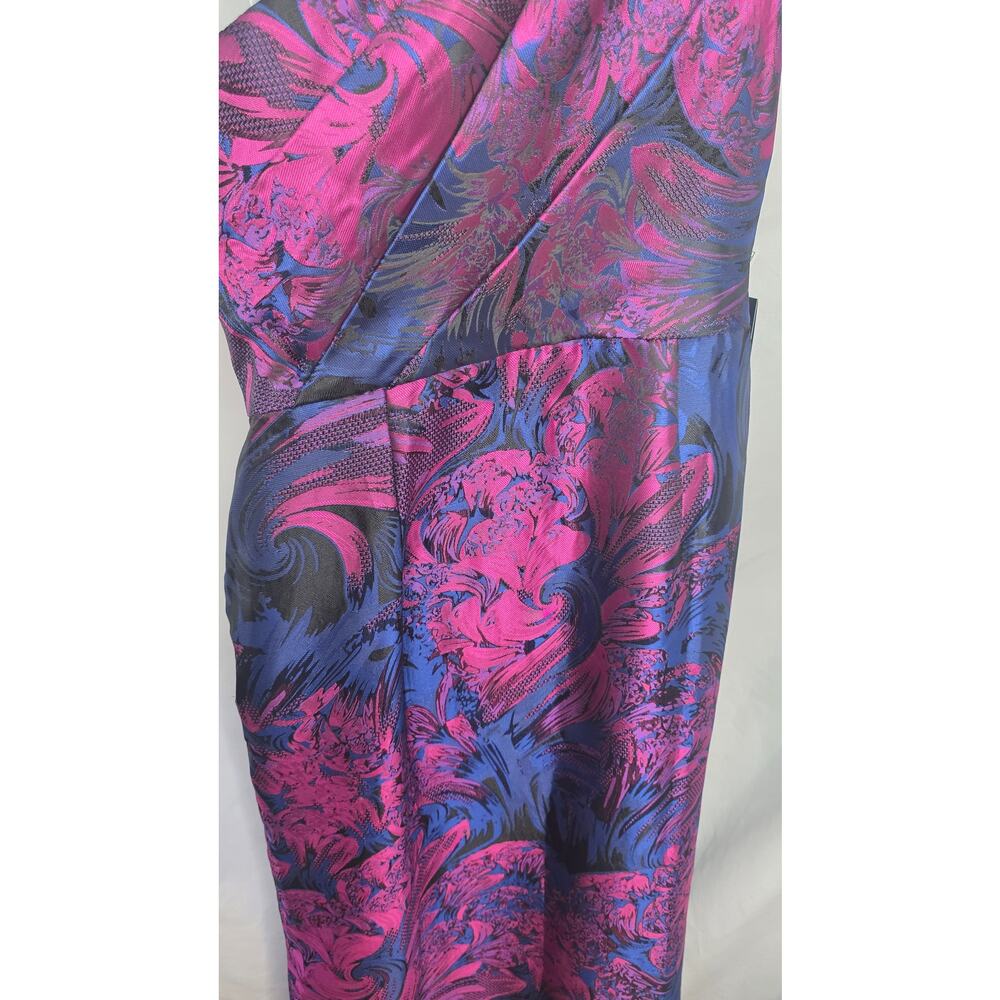 Adrianna Papell One Shoulder Jacquard Gala Formal Gown Size 12 Orchid Wedding - Picture 11 of 15